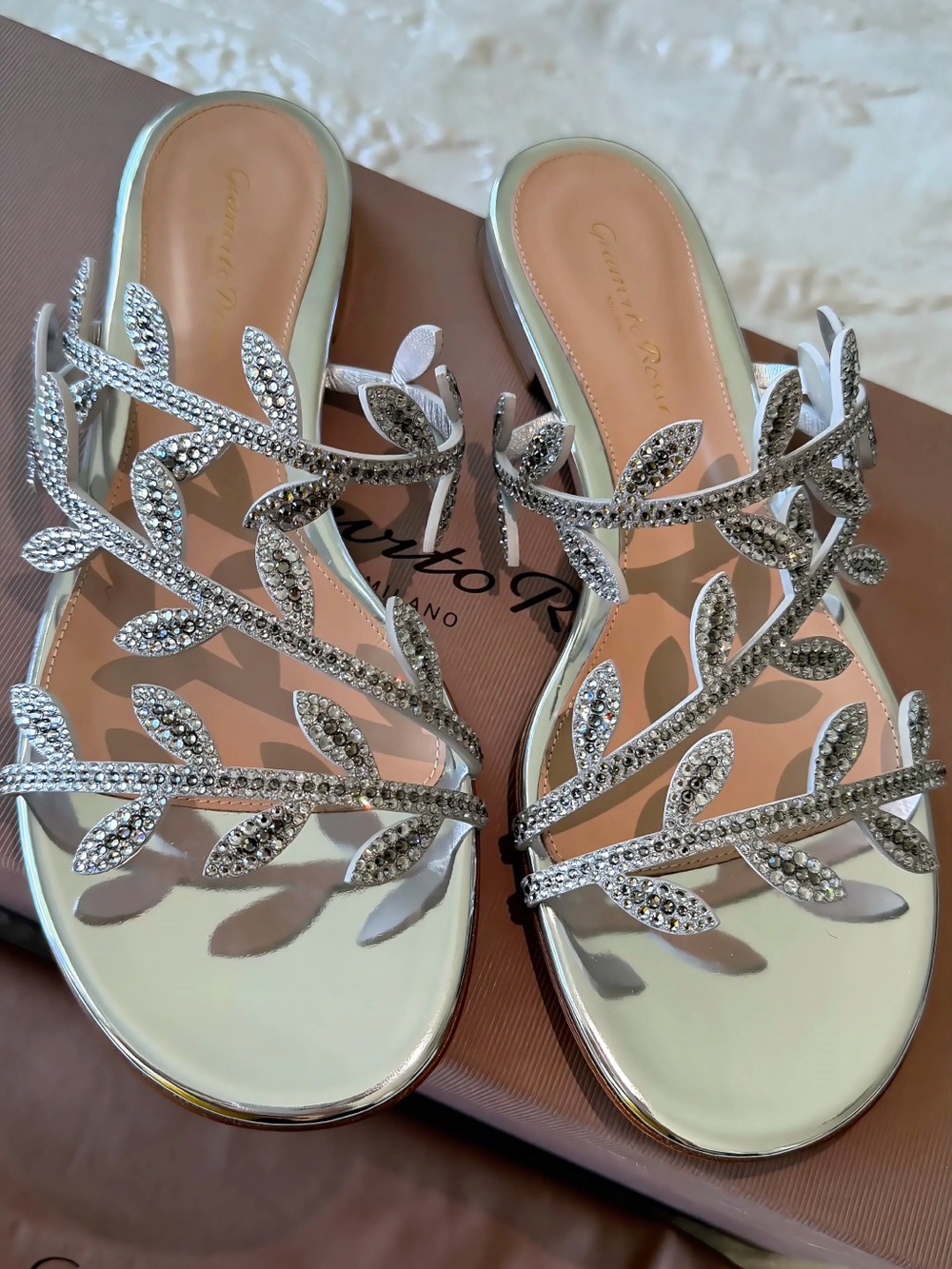 Gianvito Rossi Crystal Flavia Sandals – Size 38